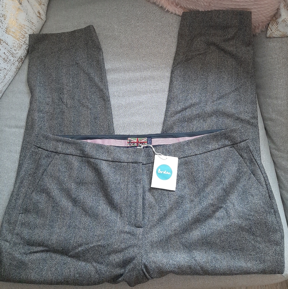 NWT Boden wool pants in herringbone pattern, size 16R